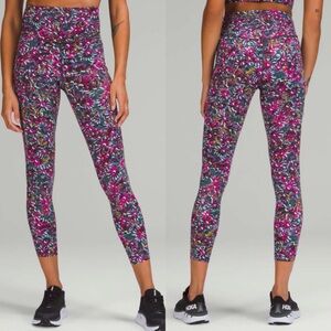 Lululemon Base Pace High-Rise Running Tight 25" Leggings Floral Electric Sz 18